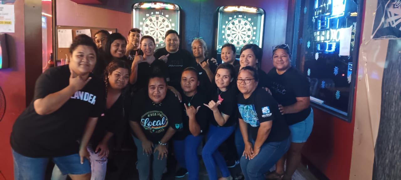 9Eleven Throwing Shade and Bravo Dart Daos players pose for a group photo after completing their first match in the Ladies Division of the 2025 SEDA Bud Light Dart League at the 520 Bar.Contributed photo