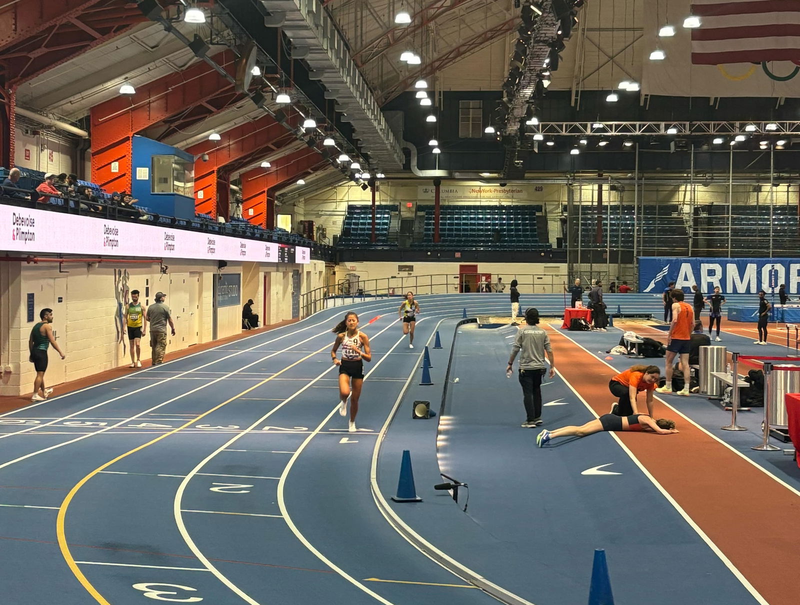 Tania Tan makes her way toward a turn during the women’s 1-mile event at the NYRR Night at the Races 5, held at the Armory Track in New York last month.Contributed photo