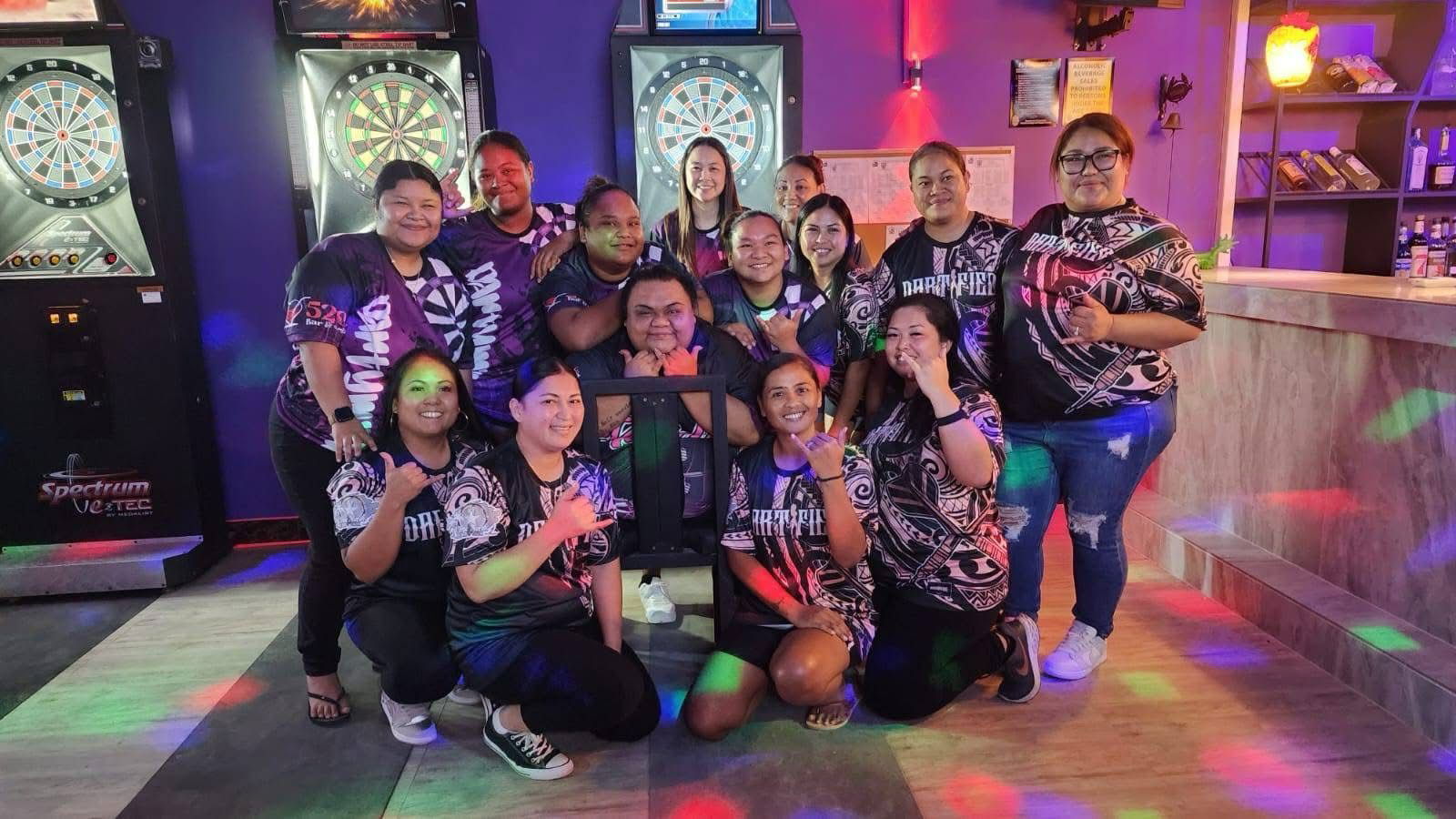 520 Darty Minds and True North Dartified players pose for a group photo after completing their first match in the Ladies Division of the 2025 SEDA Bud Light Dart League at the 520 Bar.Contributed photo
