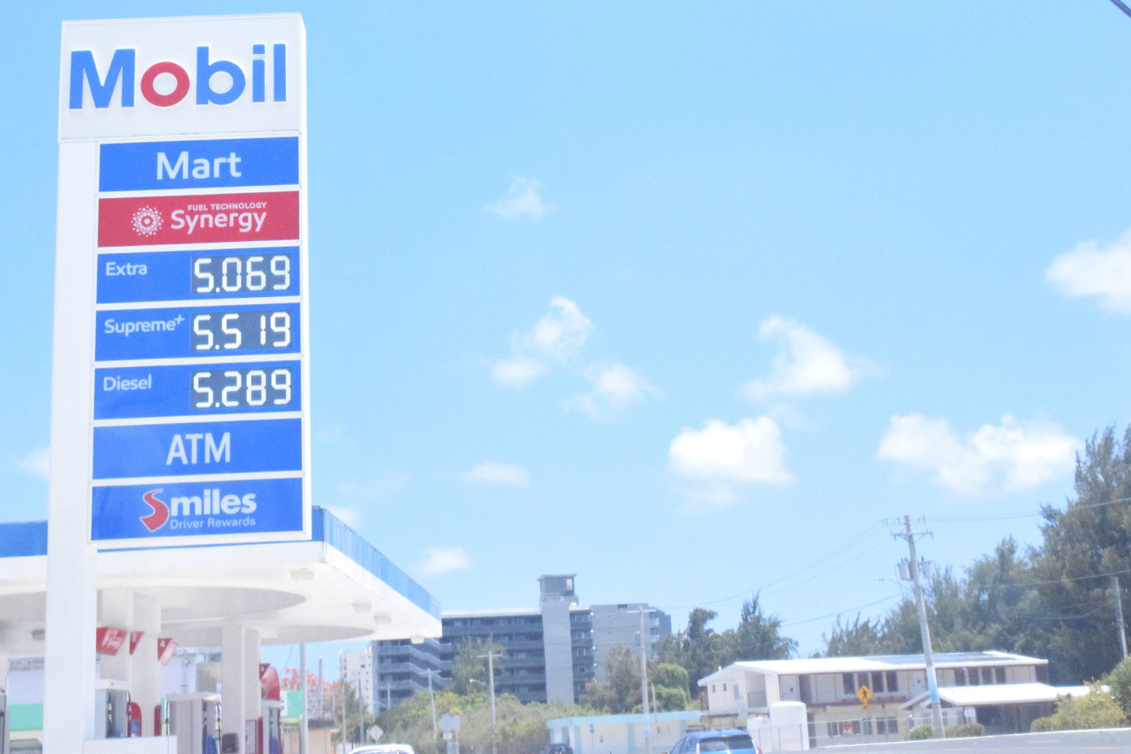 Mobil Oil Beach Road in Susupe displays its gasoline prices on Friday.Photo by Emmanuel T. Erediano