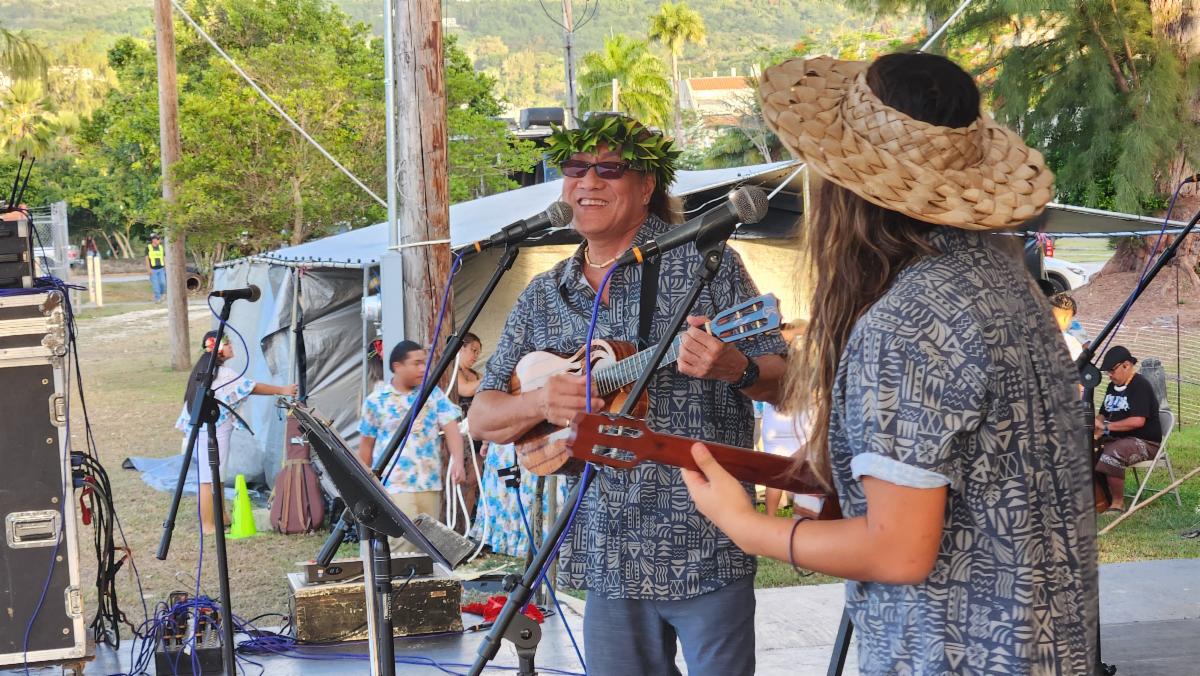 Da Kine’s Larry Lee and son Kui perform at the 26th Annual Taste of the Marianas International Food Festival on May 10, 2025, at American Memorial Park, Saipan.