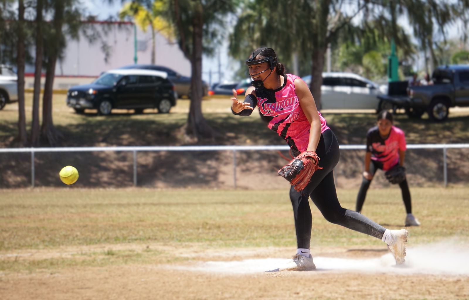 Kagman High School's Jayda Norita pitches against Marianas High School during the girls high school division title game of the PSS-NMISA Interscholastic Fastpitch Softball League SY24-25 at the Capital Hill ball field on Saturday.Photo by James F. Sablan Jr.