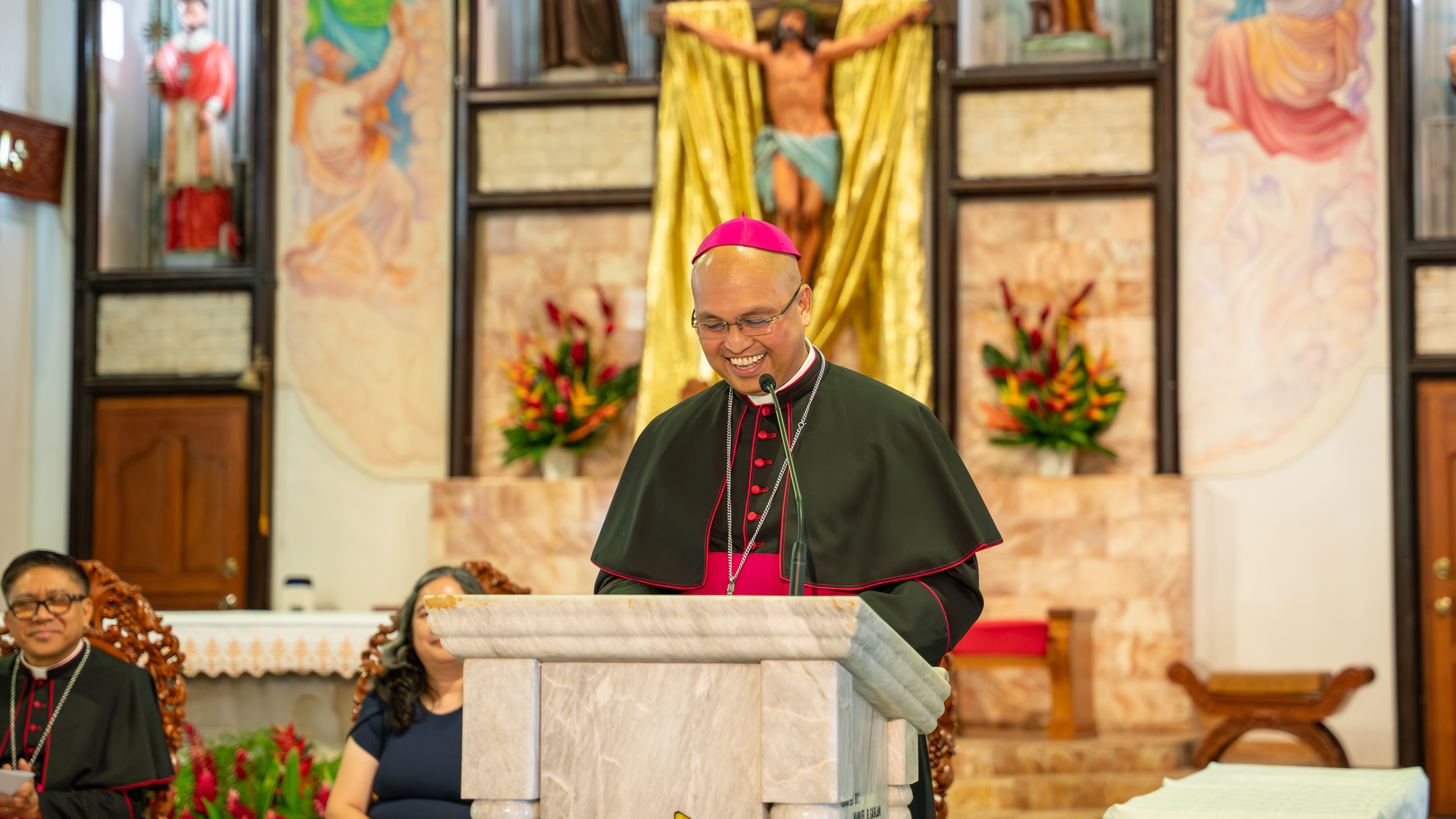 Archbishop Ryan Jimenez delivers the commencement address.MCS photo