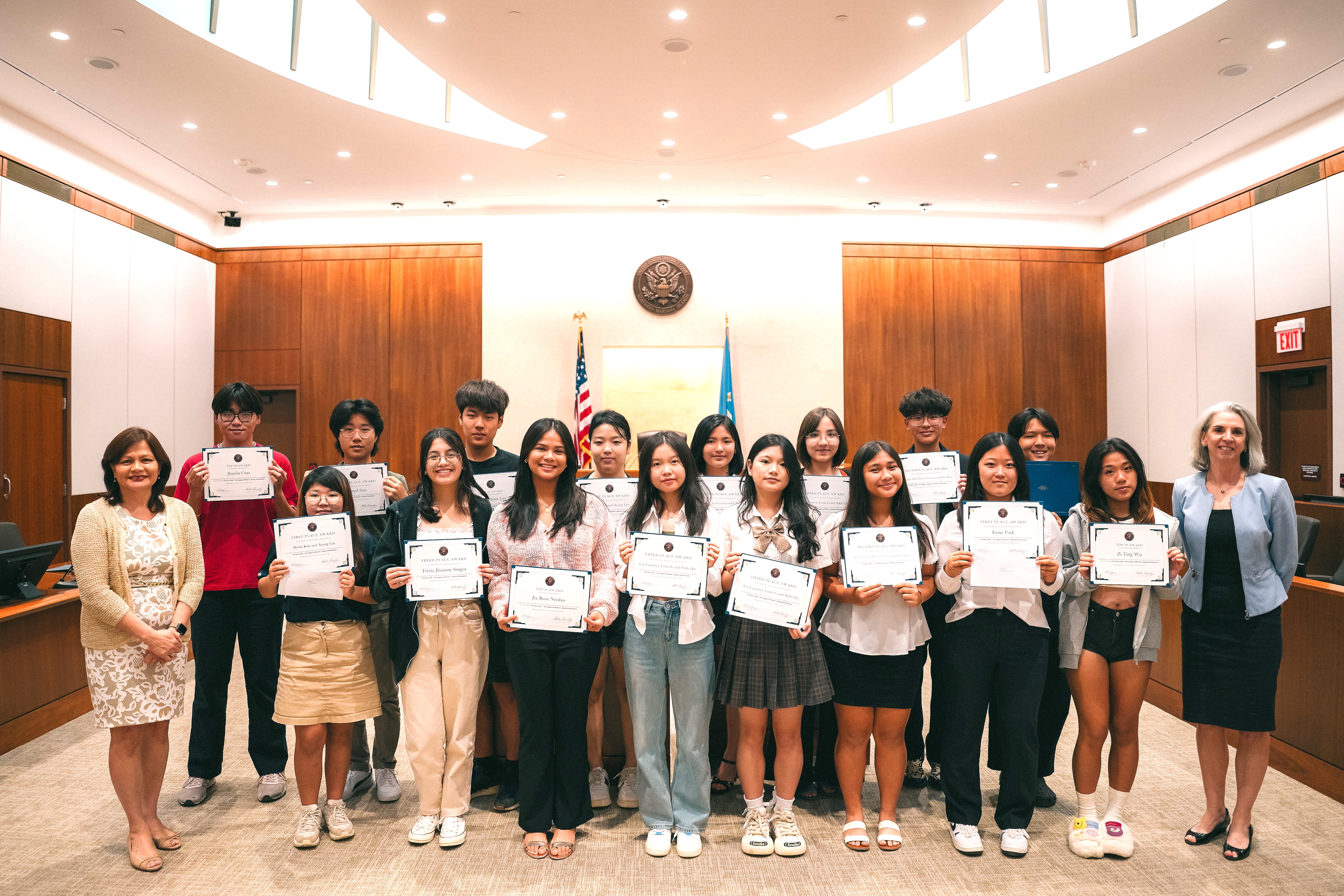 All awardees with Chief Judge Ramona V. Manglona and Magistrate Judge Heather L. Kennedy.