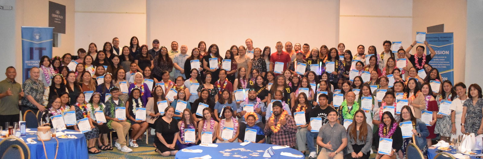 The participants of the Public School System's Ed Tech Data & Innovation Showcase Program Cohort 13 pose with education officials for a group photo after the graduation ceremony at Crowne Plaza’s Hibiscus Hall on Saturday.Photo by Emmanuel T. Erediano