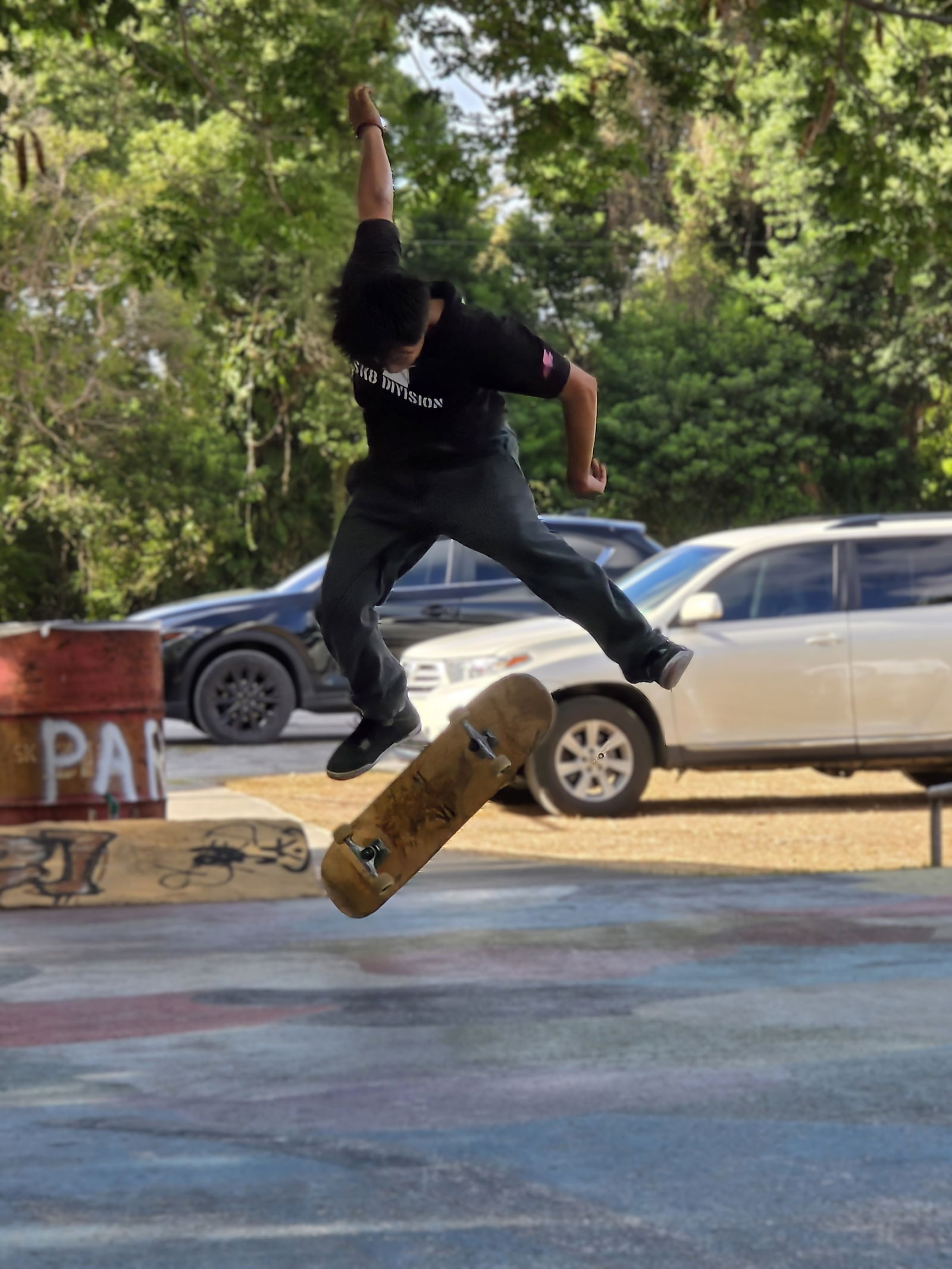 Sean Gil executes a kickflip during a competition at Garapan Skate Park on Saturday.Photo by James F. Sablan Jr.