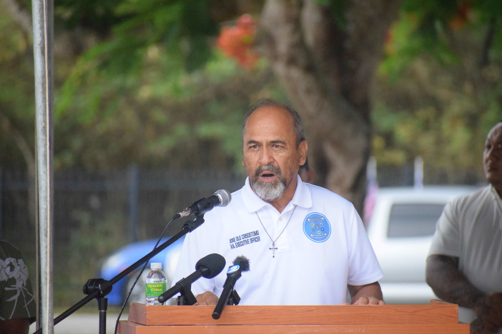 Office of Veterans Affairs Executive Officer Jose DLG Crisostomo delivers the opening remarks.