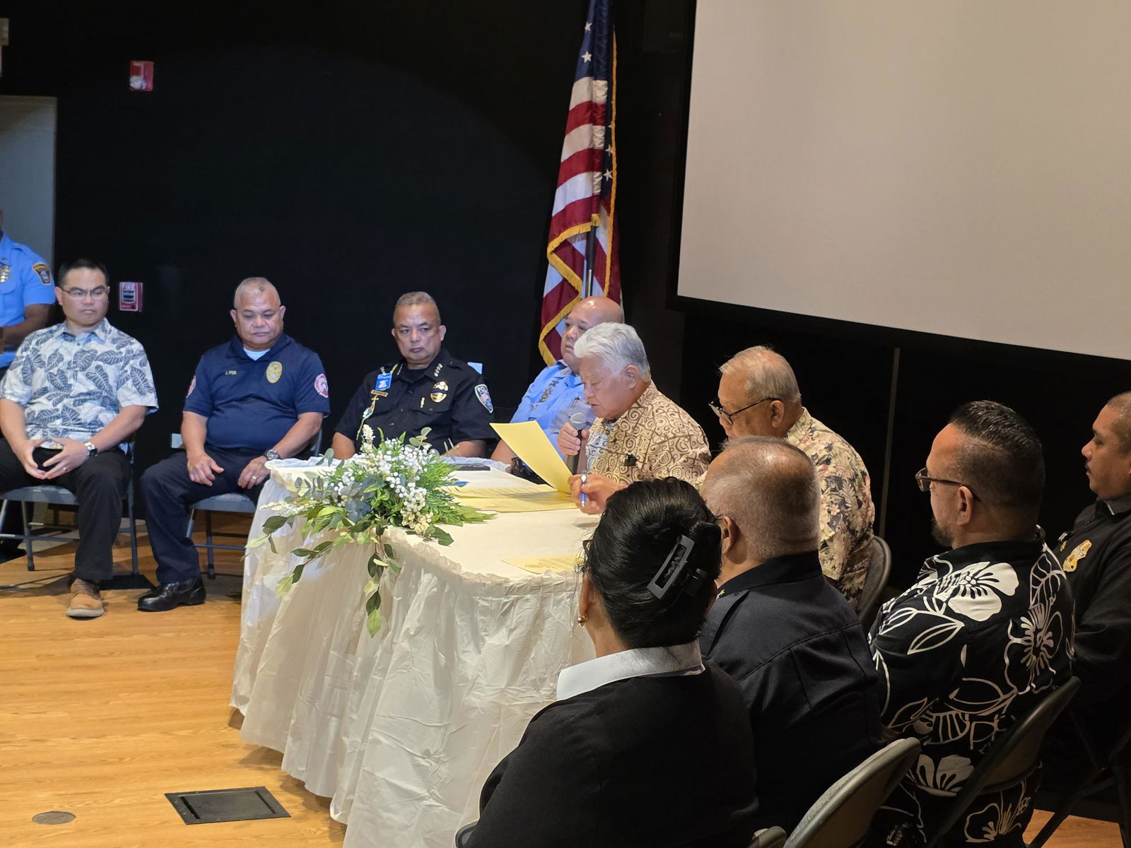 A proclamation signing ceremony for Public Safety Awareness Month was held Tuesday at the Visitor Center theater of American Memorial Park.                            