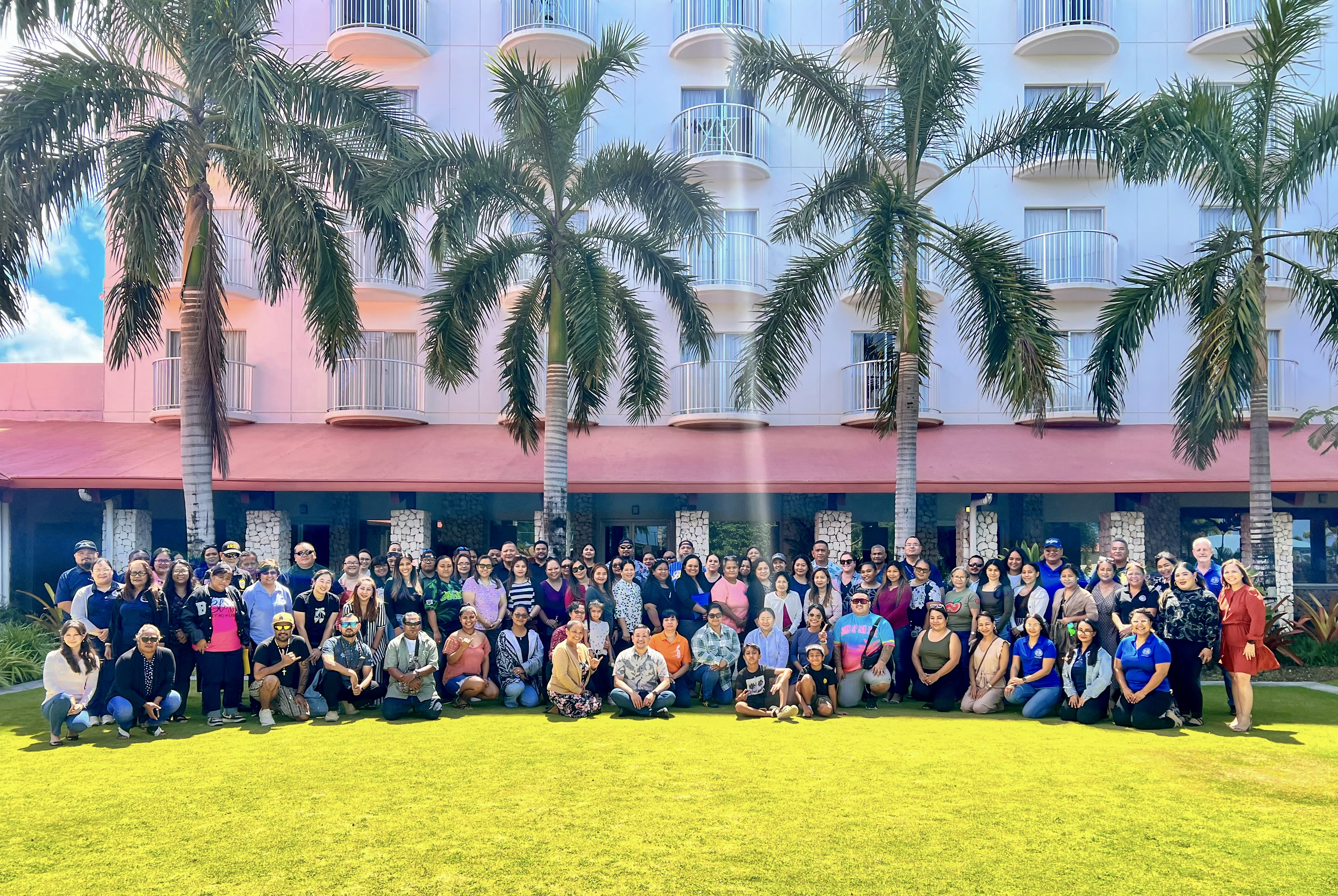 Parent leaders, representing public elementary, middle, and high schools on Saipan, Tinian, and Rota gathered for an official photo following their Spring Parent Summit on April 26 at Crowne Plaza Resort Saipan.