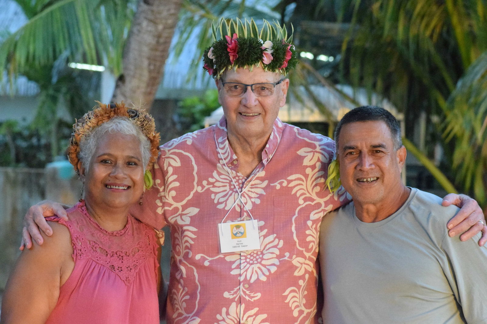 Former Peace Corps volunteer Kurt Barnes, center, poses with Rep Elias Rangamar and wife.