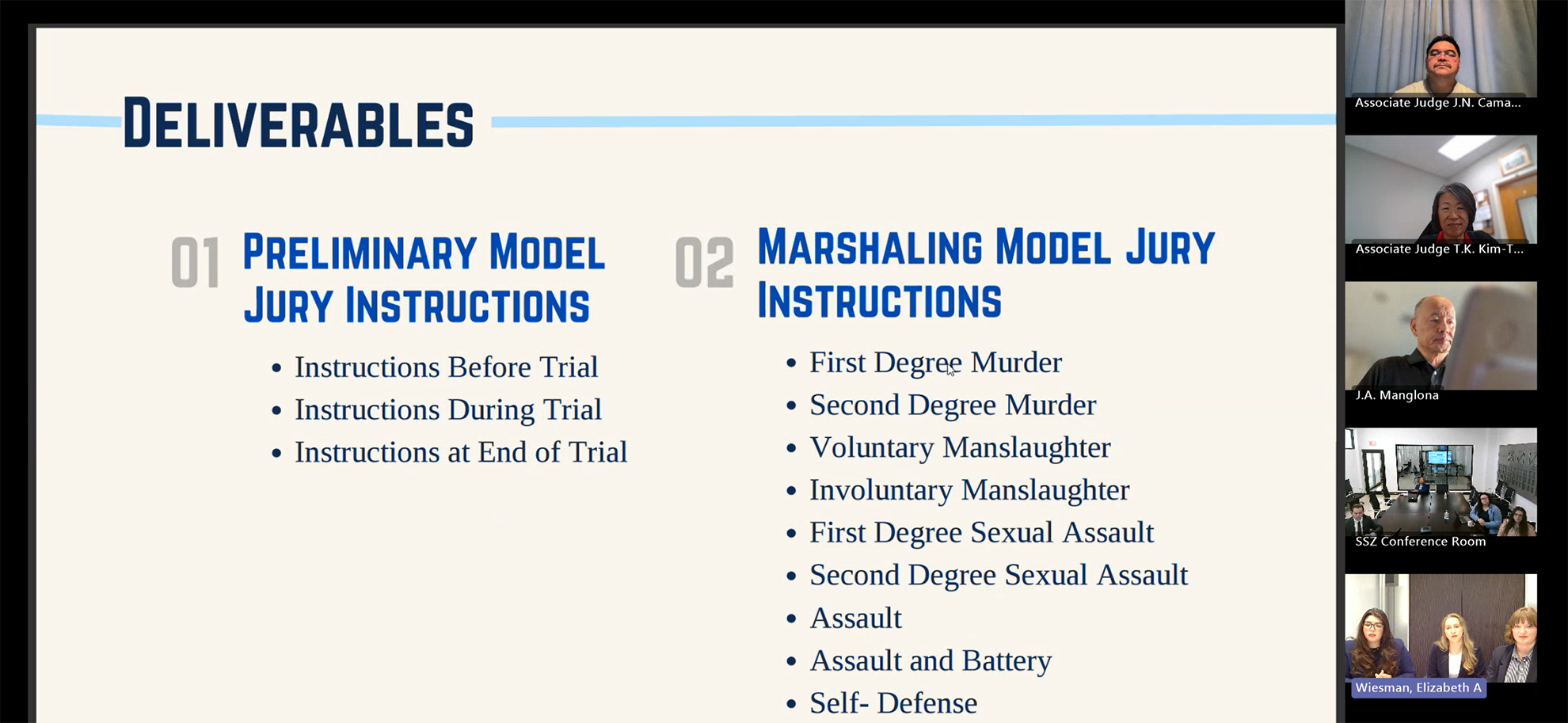 The Iowa CELP team present the results of Phase One of the Model Jury Instructions Project to members of the NMI Judiciary.CNMI Judiciary image
