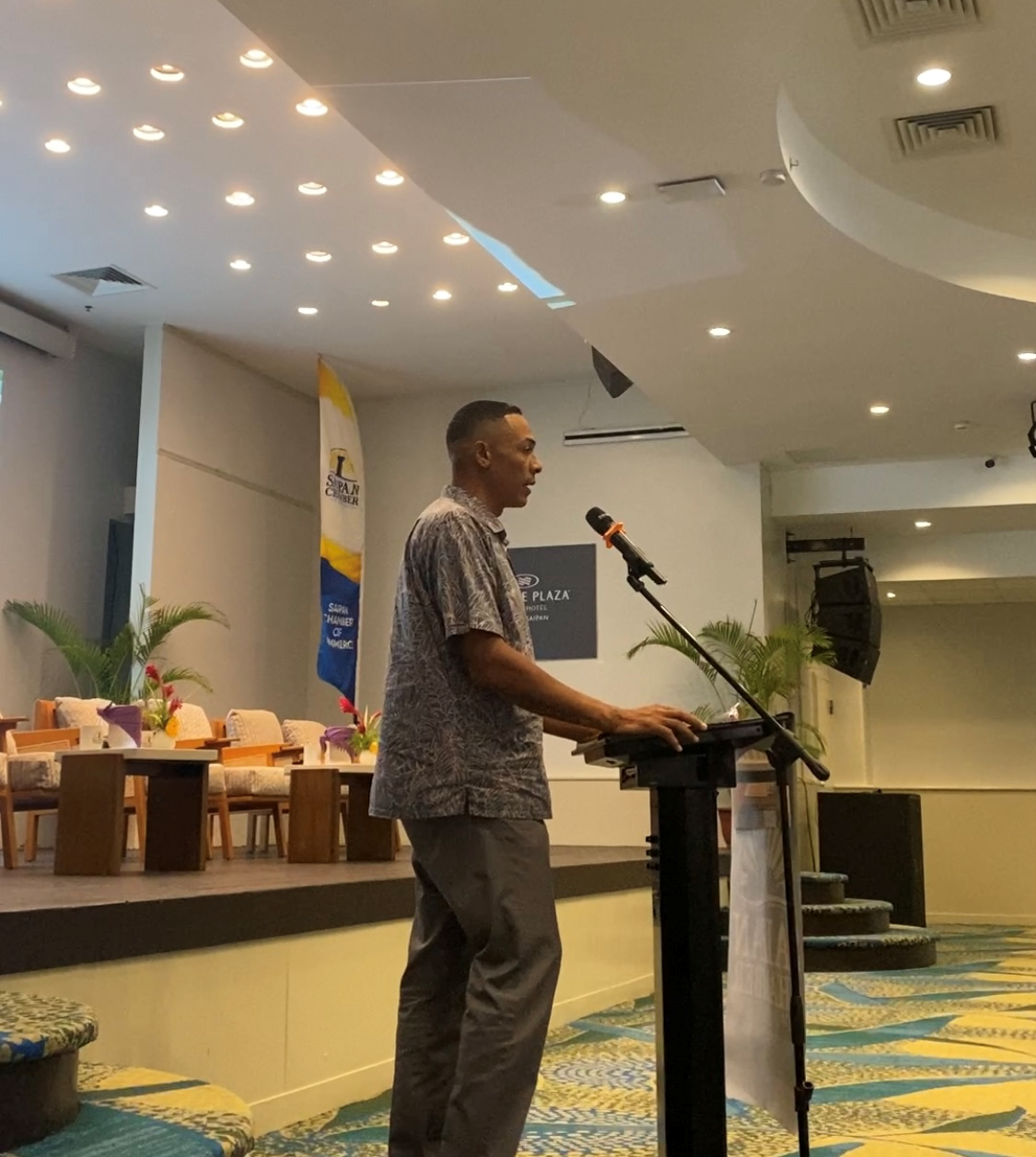 Senate President Dennis Mendiola was the guest speaker at the Saipan Chamber of Commerce general membership meeting on Wednesday, May 7, 2025.