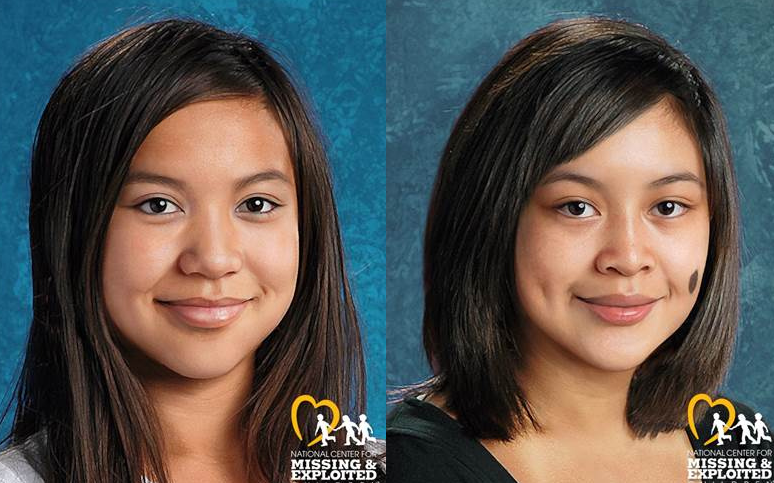 Age-progressed images of Faloma, left, and MaleinaNCMEC images