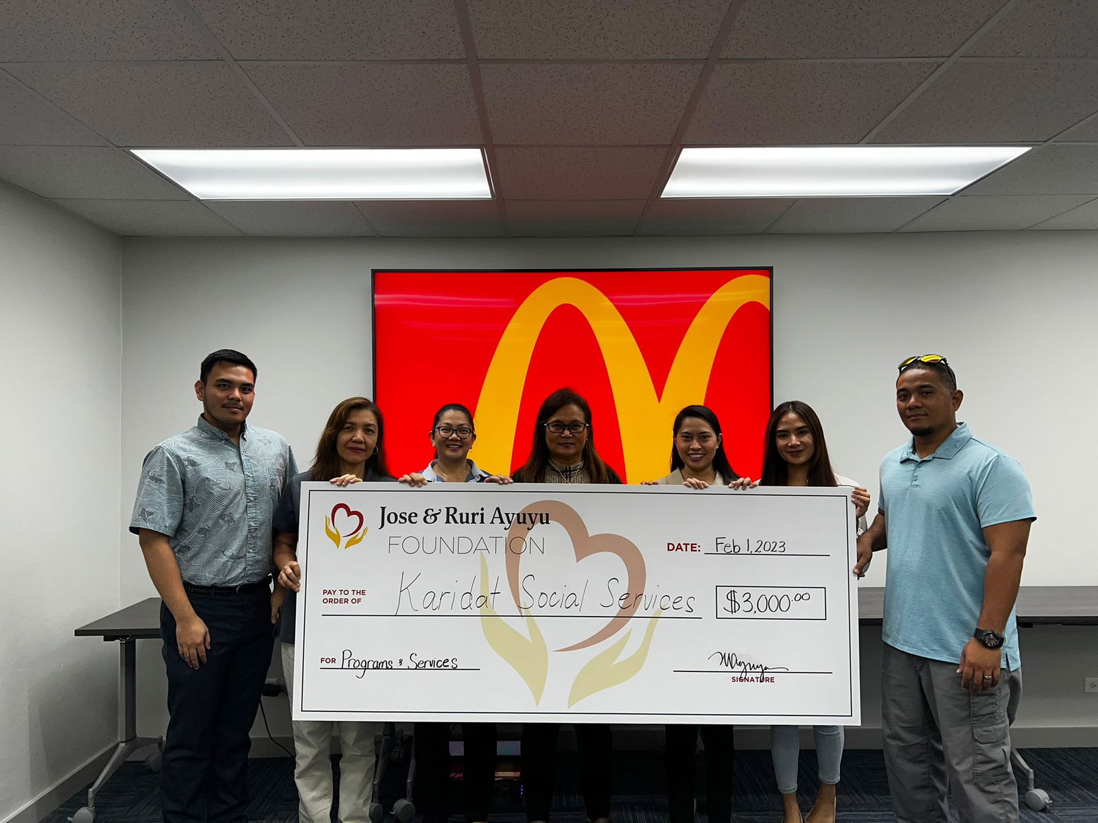 The Jose and Ruri Ayuyu Foundation donated $3,000 to Karidat.