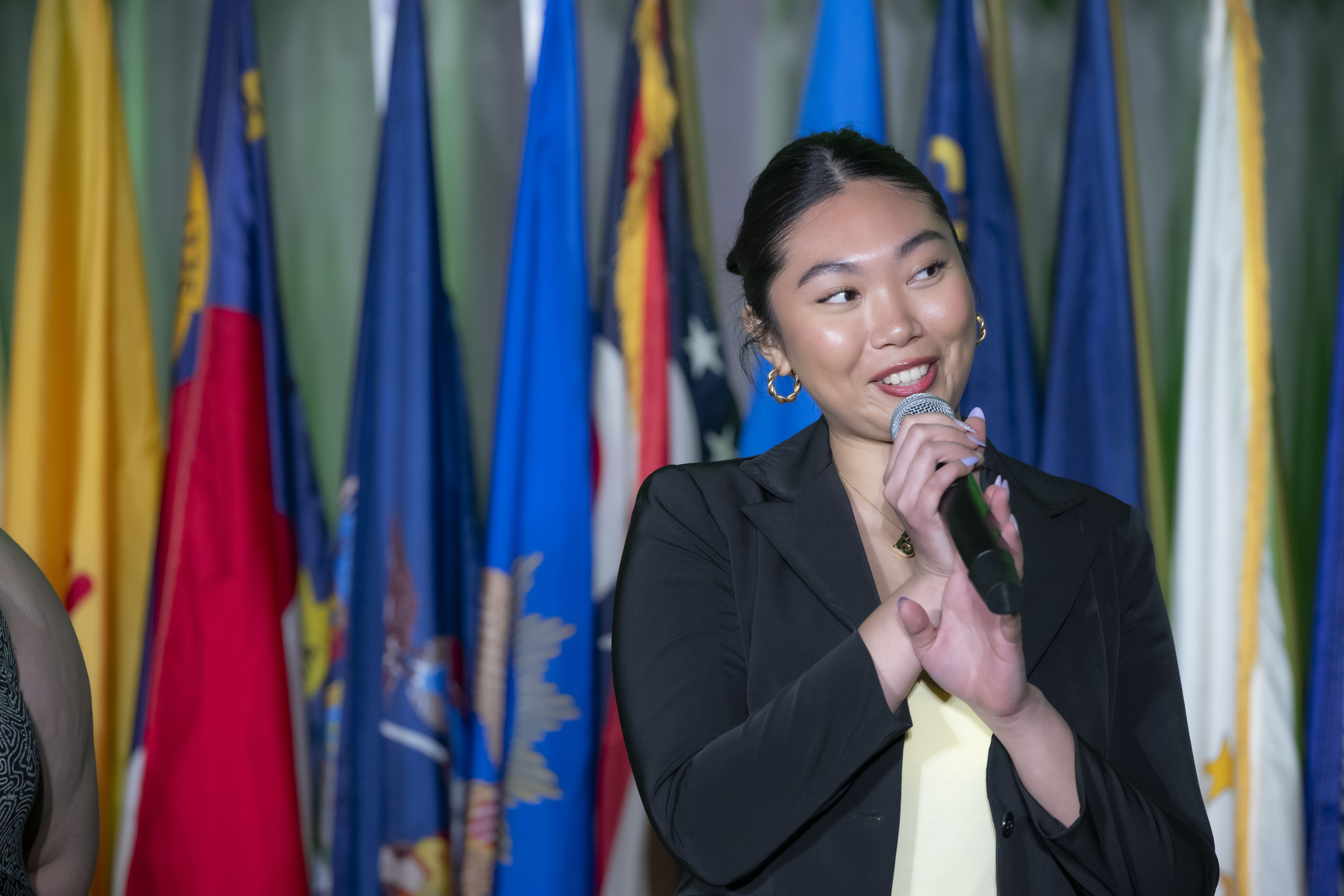 Collegiate facilitator and former 4-H Marianas Youth State Council Public Relations Officer Rosabelle Surla shares a fun fact about herself during introductions at the National 4-H Conference.