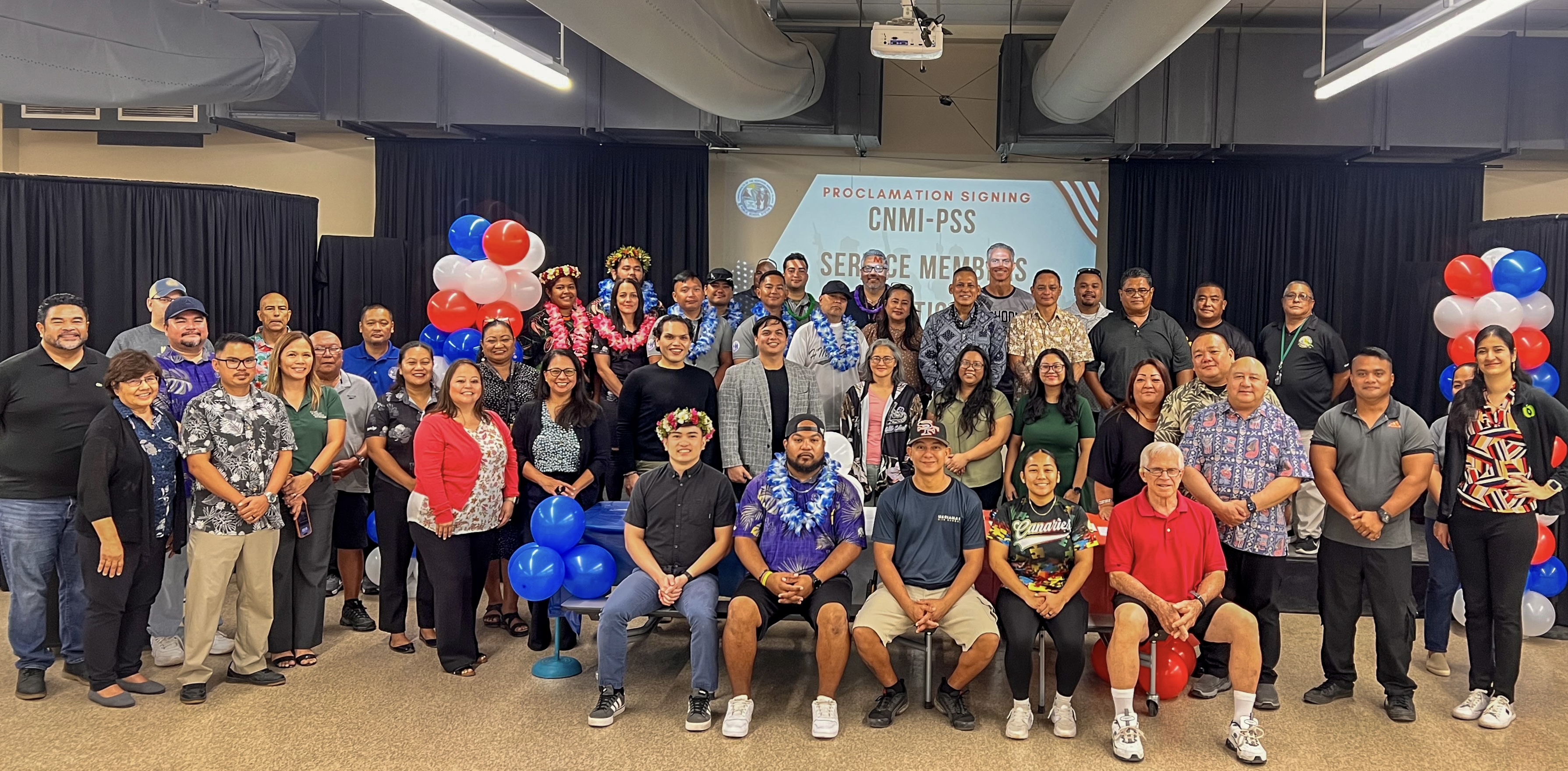 Service members who continue to serve the country through their dedication and commitment in public education were honored Friday during a proclamation signing dedicating the week of May 12-16 as Public School System Service Members Appreciation Week. The event was held in the Marianas High School cafeteria and was led by Board of Education Chair Aschumar Kodep Ogumoro-Uludong, BOE member Maisie B. Tenorio, Commissioner of Education Dr. Lawrence F. Camacho, and Associate Commissioner for Administrative Service Eric Magofna. PSS photo