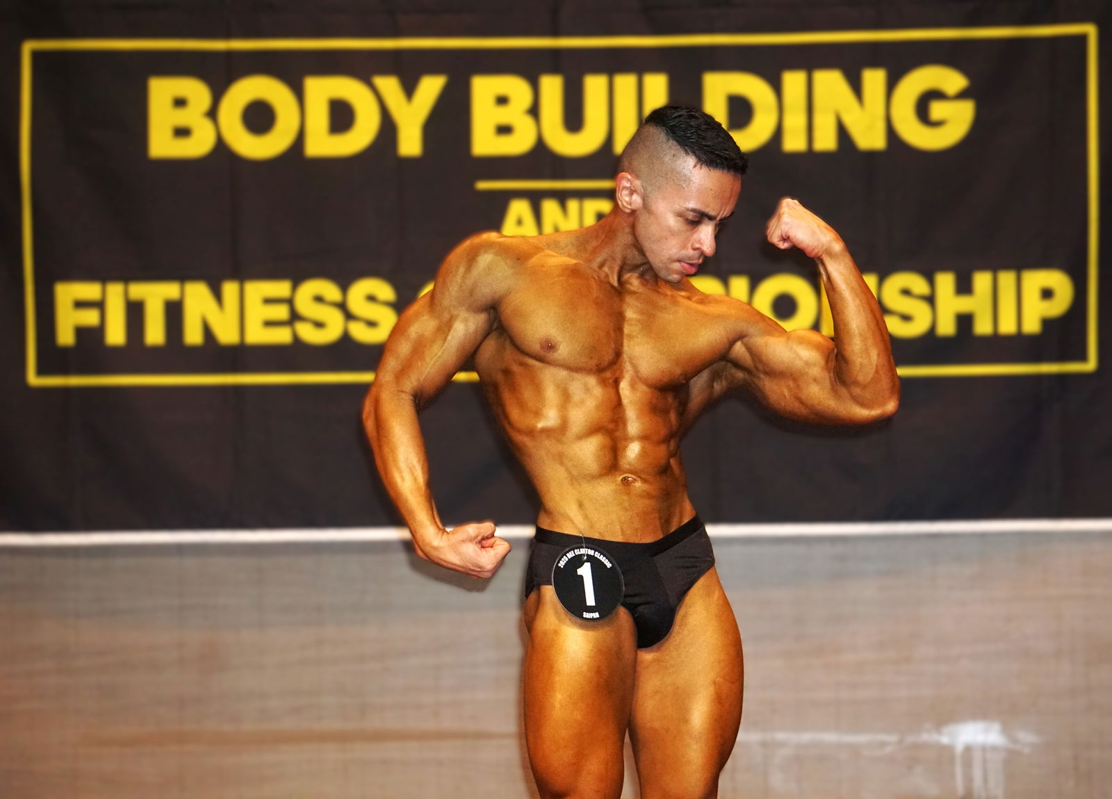 Shawn Fleming strikes a pose in the Bodybuilding category.