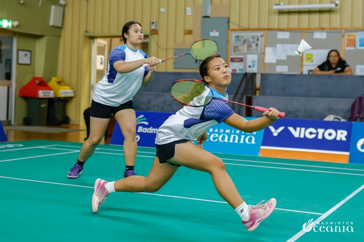 Lina Tsukagoshi, seen here going for a return during her and Shaina Malonzo’s women’s doubles game in the Pacific U17 Invitation Team Challenge in Geelong, Australia in 2024, will be a key player of the NMI Team at the VICTOR Oceania Junior Mixed Team Championships 2025 that will kick off this weekend at the Gilbert C. Ada Gymnasium.Contributed photo