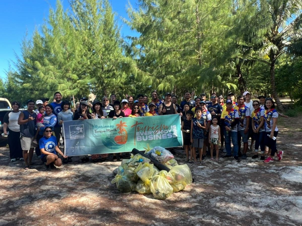 Over 70 volunteers join the Marianas Tourism Month cleanup on May 24, 2025, at Makaka Beach in Garapan, Saipan. The cleanup collected over 50 lbs. of trash.