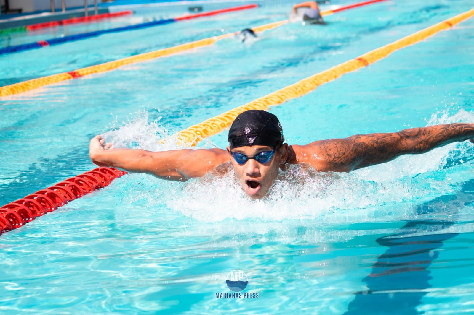 Isaiah Aleksenko practices at the Palau Swimming Pool last Wednesday afternoon.Marianas Press via NMSA