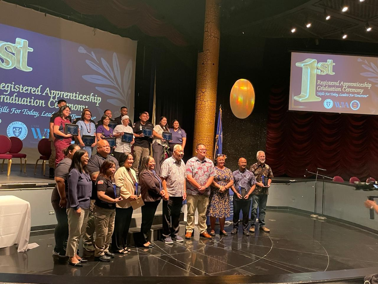 The 11 residents who completed the Department of Labor’s Registered Apprenticeship program were recognized at a graduation ceremony at Marianas Beach Resort on June 6, 2025.Contributed photo