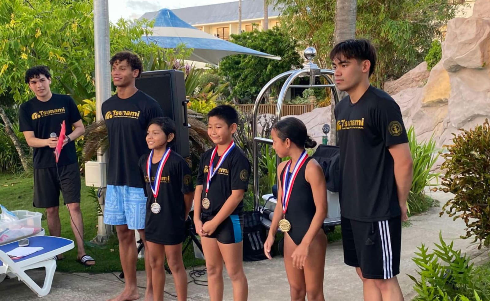 Lauren Camacho, Apollo Arriola, and Leo Li were the top three finishers in the 50 Fly Mixed A-Finals 9 & 10 Division of the Tsunami Cup 2nd meet at the Pacific Islands Club Saipan pool on Saturday.