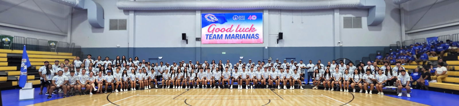 Team Marianas poses for a group photo during a send-off ceremony hosted by the Northern Marianas Sports Association at the Ada gym on Monday evening.Photo by James F. Sablan Jr.