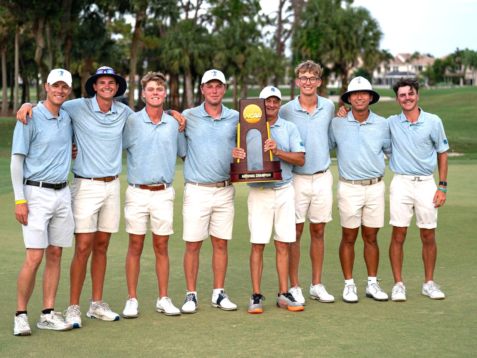 Eddie Lee and the rest of the University of West Florida Argonauts pose for a group photo after winning the national team title of the 2025 NCAA Division II Men's Golf National Championships, which were held at the PGA National Resort at Palm Beach, Florida from May 19 to 23.Contributed photo
