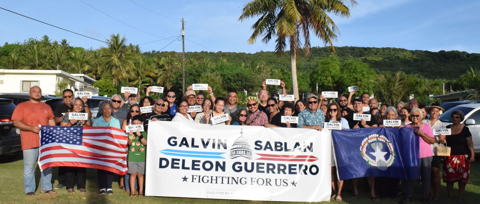 Northern Marianas College President Galvin Sablan Deleon Guerrero poses with his family and supporters in a group photo after he announced his candidacy for the U.S. Congress at his residence in Marpi on Thursday.Photo by Emmanuel T. Erediano