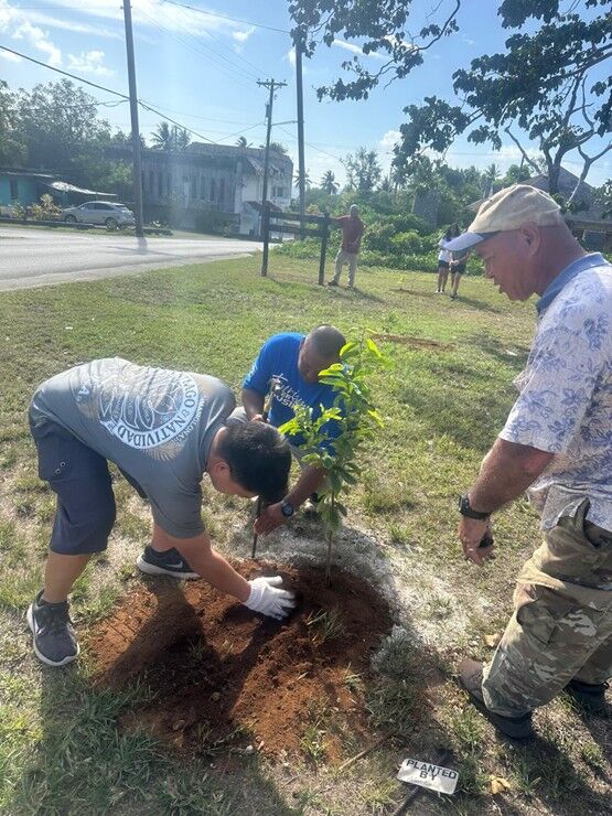 Students of the National Honor Society of Dr. Rita H. Inos Jr./Sr. High School plant 17 fruit trees on May 20, 2025, at historic Tonga Cave on Rota to mark Marianas Tourism Month.MVA photo