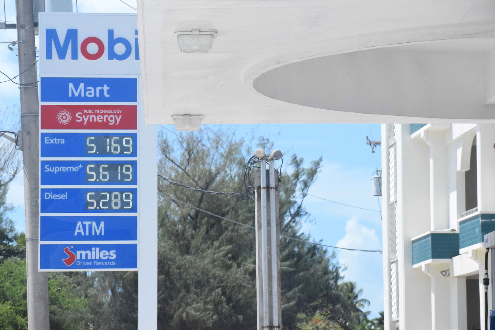 The Mobil Oil station on Beach Road in Susupe displays its fuel prices on Thursday.Photo by Emmanuel T. Erediano