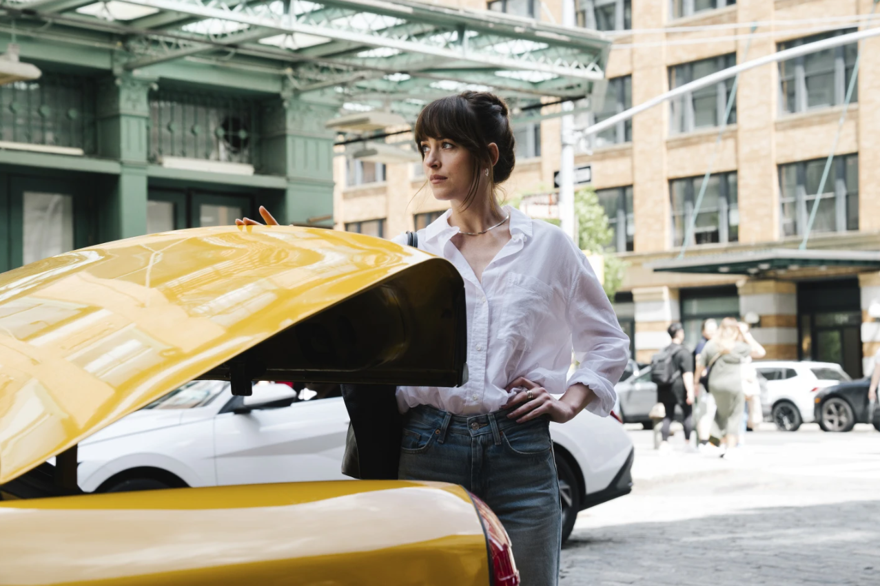 Dakota Johnson in a scene from “Materialists.”AP