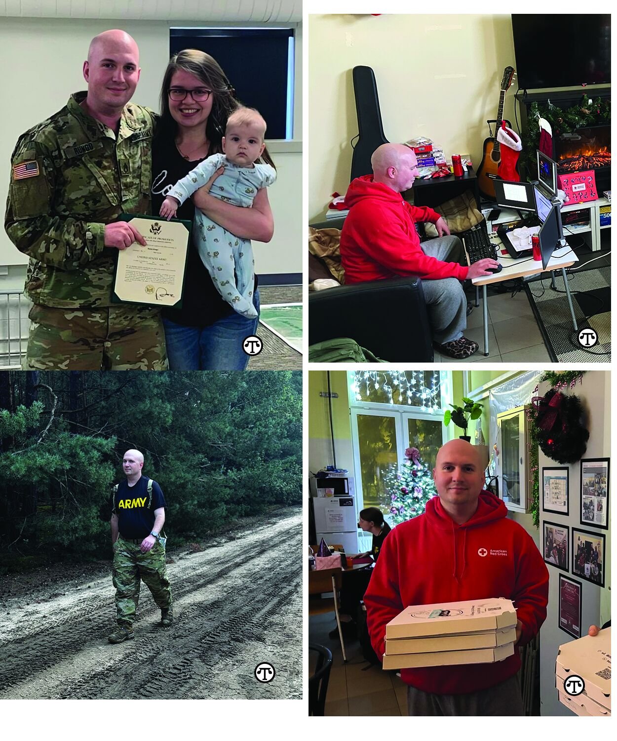 Daniel Rungo takes a family photo with his wife and daughter after his enlistment ceremony with the U.S. Army. 