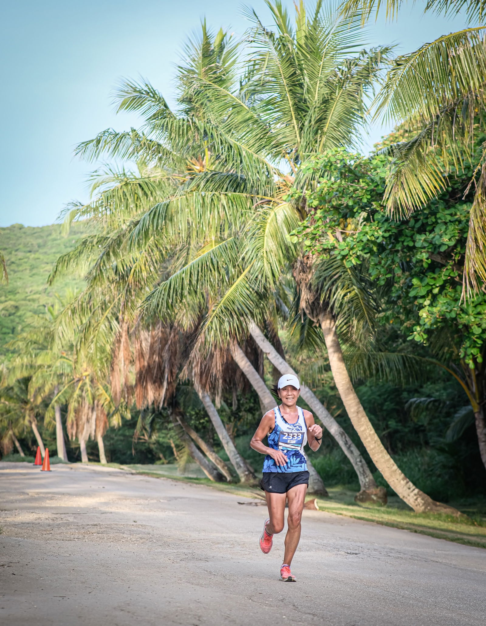 Akiko Miller smiles as she leads the female division race of Run Saipan's Grotto 10K ‘25 on Saturday.Photo by Jon Sugutan