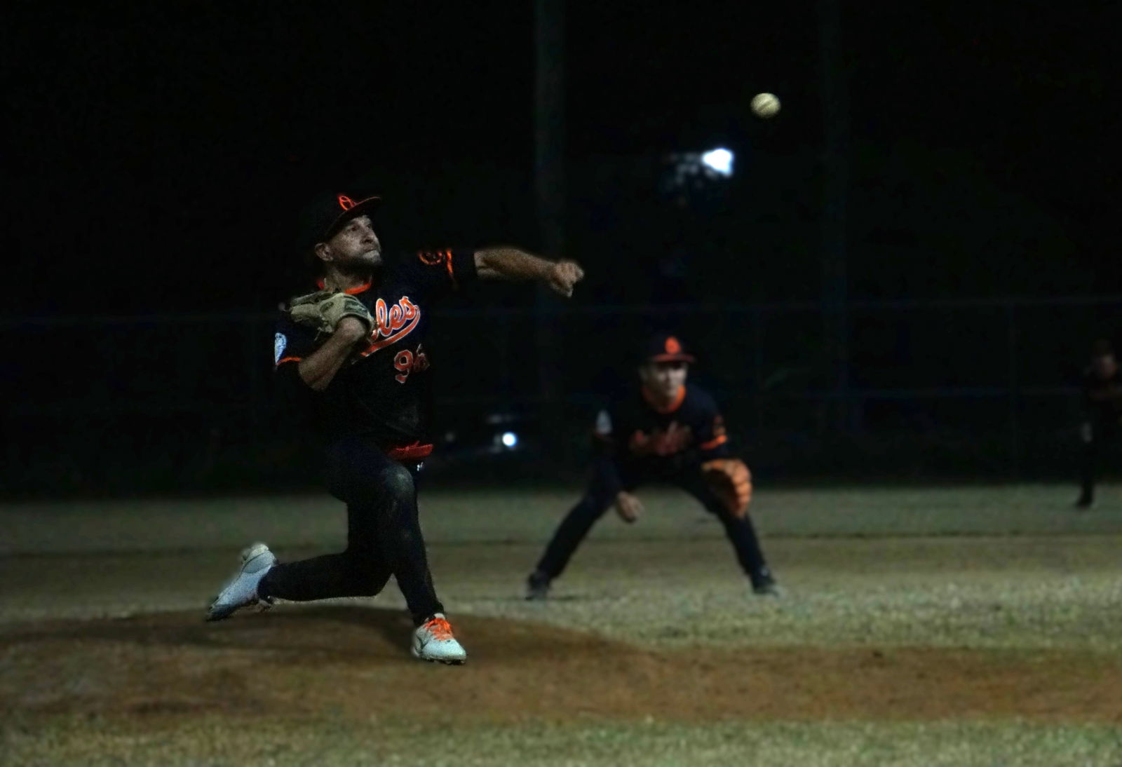 The Orioles’ Bob Coldeen Jr. pitches against the Phillies during a 2025 Saipan Baseball League game at the Francisco "Tan Ko" Palacios Baseball Field.Photo by James F. Sablan Jr.
