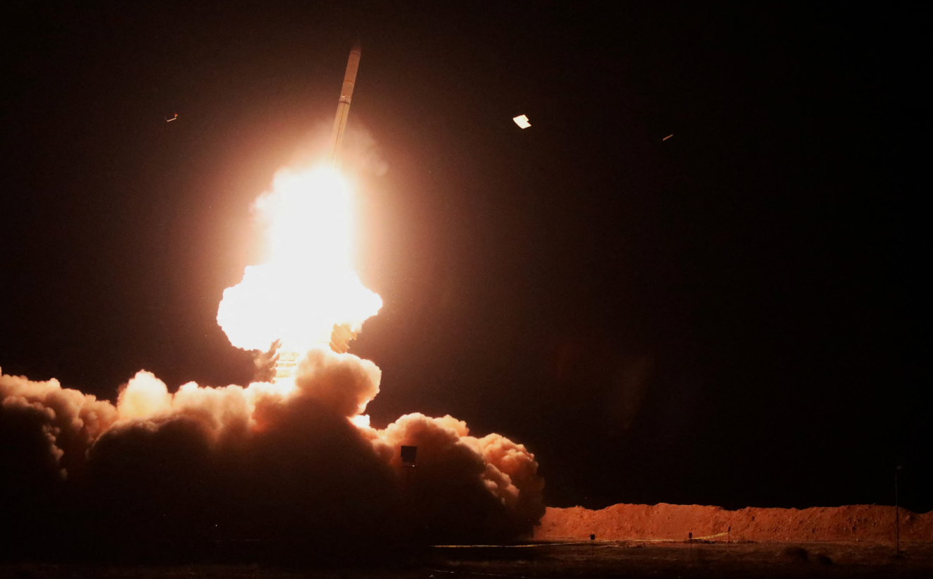 A missile is launched during an air defense drill in an undisclosed location in Iran, in this handout image obtained on Jan. 12, 2025.Iranian Army/West Asia News Agency/Handout via REUTERS