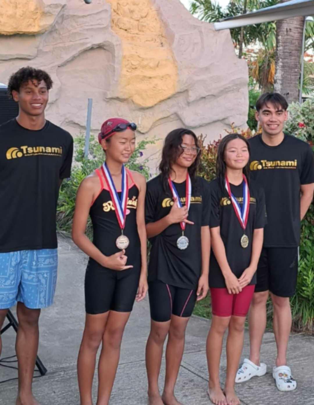 Sera Guerrero, Gwen Retardo, and Eva Shin were the top three finishers in the 50 Fly Mixed A-Finals 11 & 12 Division of the Tsunami Cup 2nd meet at the Pacific Islands Club Saipan pool on Saturday.