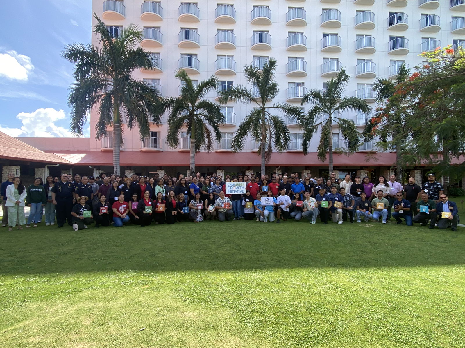 Participants of the 2nd Annual Green Growth Convening pose for a group photo at the Crowne Plaza on Monday, June 9, 2025.