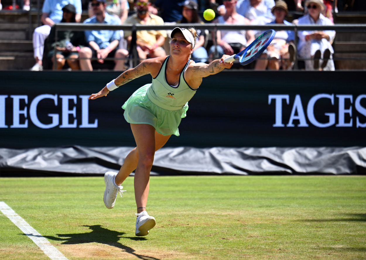 Czech Republic's Marketa Vondrousova in action during her semi-final match against Belarus’ Aryna Sabalenka in the Berlin Tennis Open at the Steffi Graf Stadium in Berlin, Germany on June 21, 2025.REUTERS