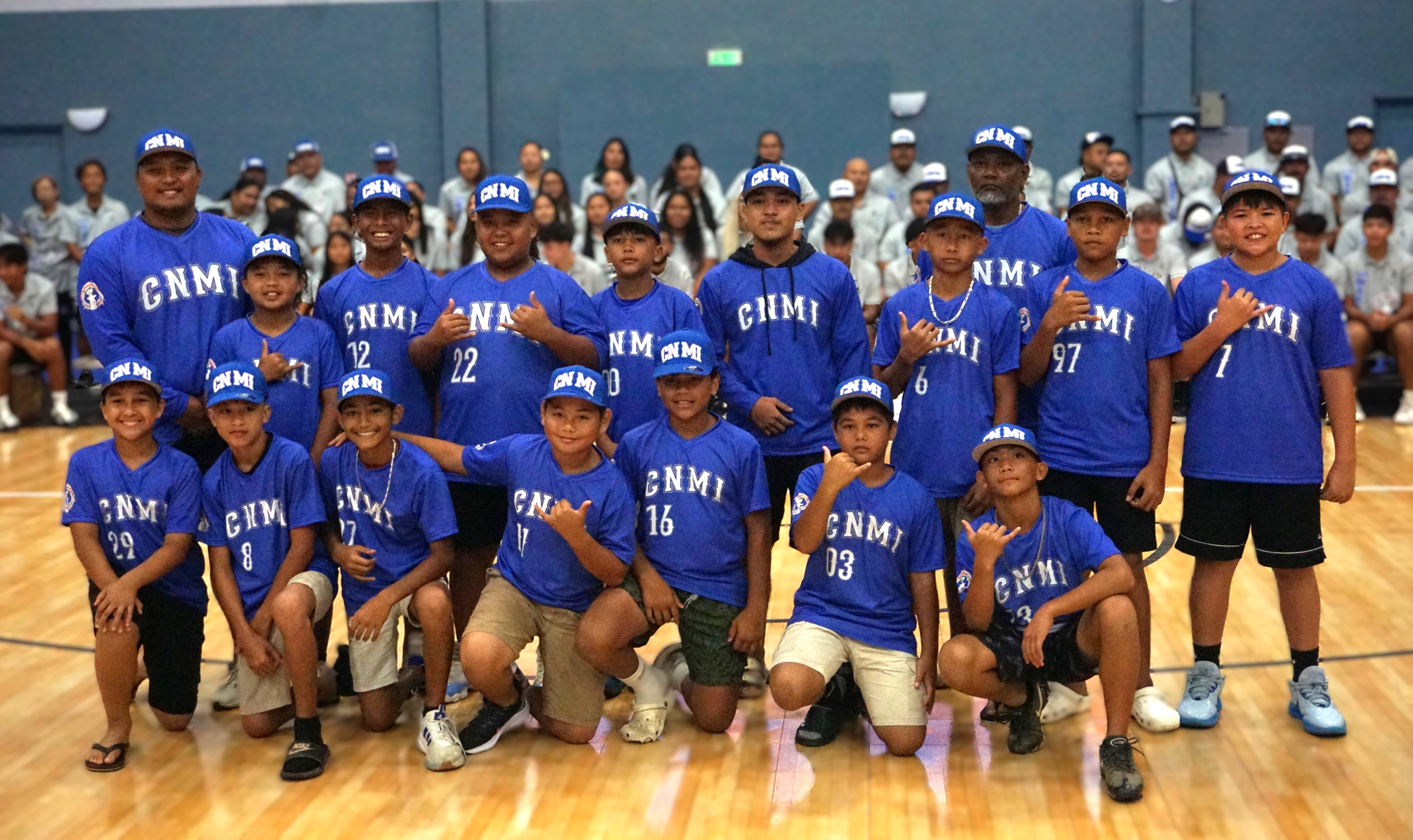 The CNMI Junior All-Stars pose for a photo with Lt. Gov. David M. Apatang during the Northern Marianas Sports Association's Team Marianas send-off ceremony at the Ada gym on Monday.Photo by James F. Sablan Jr.