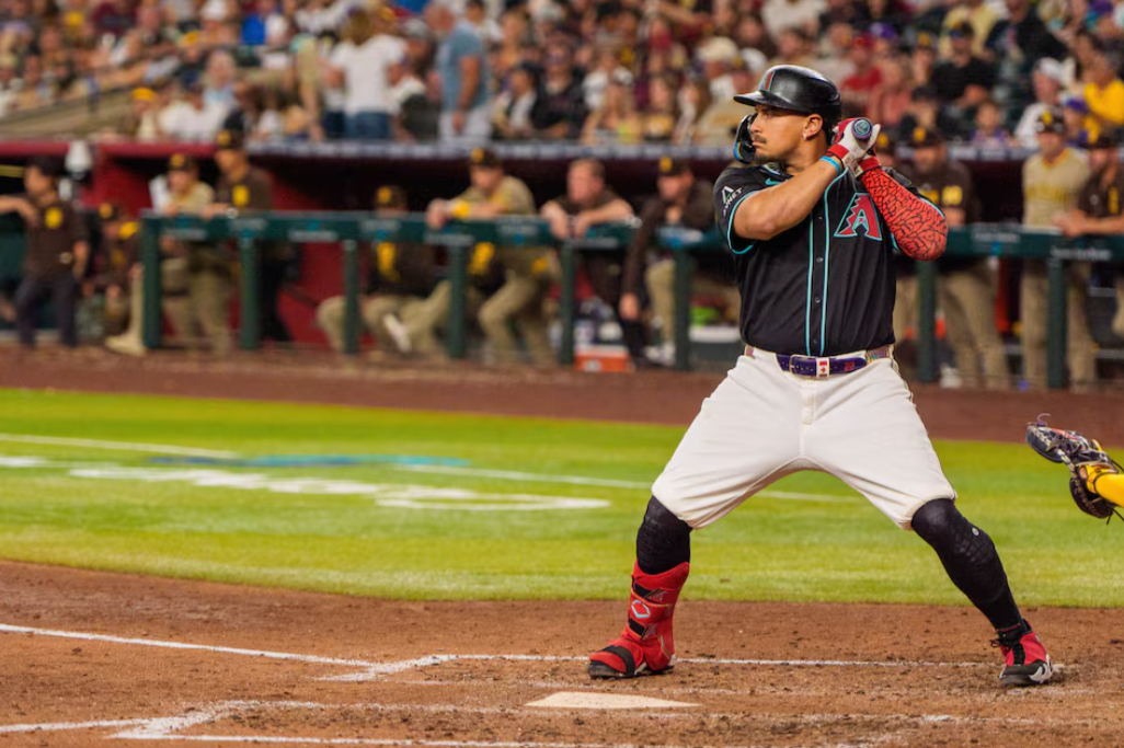 Arizona Diamondbacks infielder Josh Naylor (22) at bat in the seventh inning against the San Diego Padres at Chase Field in Phoenix, Arizona, June 14, 2025.Photo by Allan Henry/Imagn Images