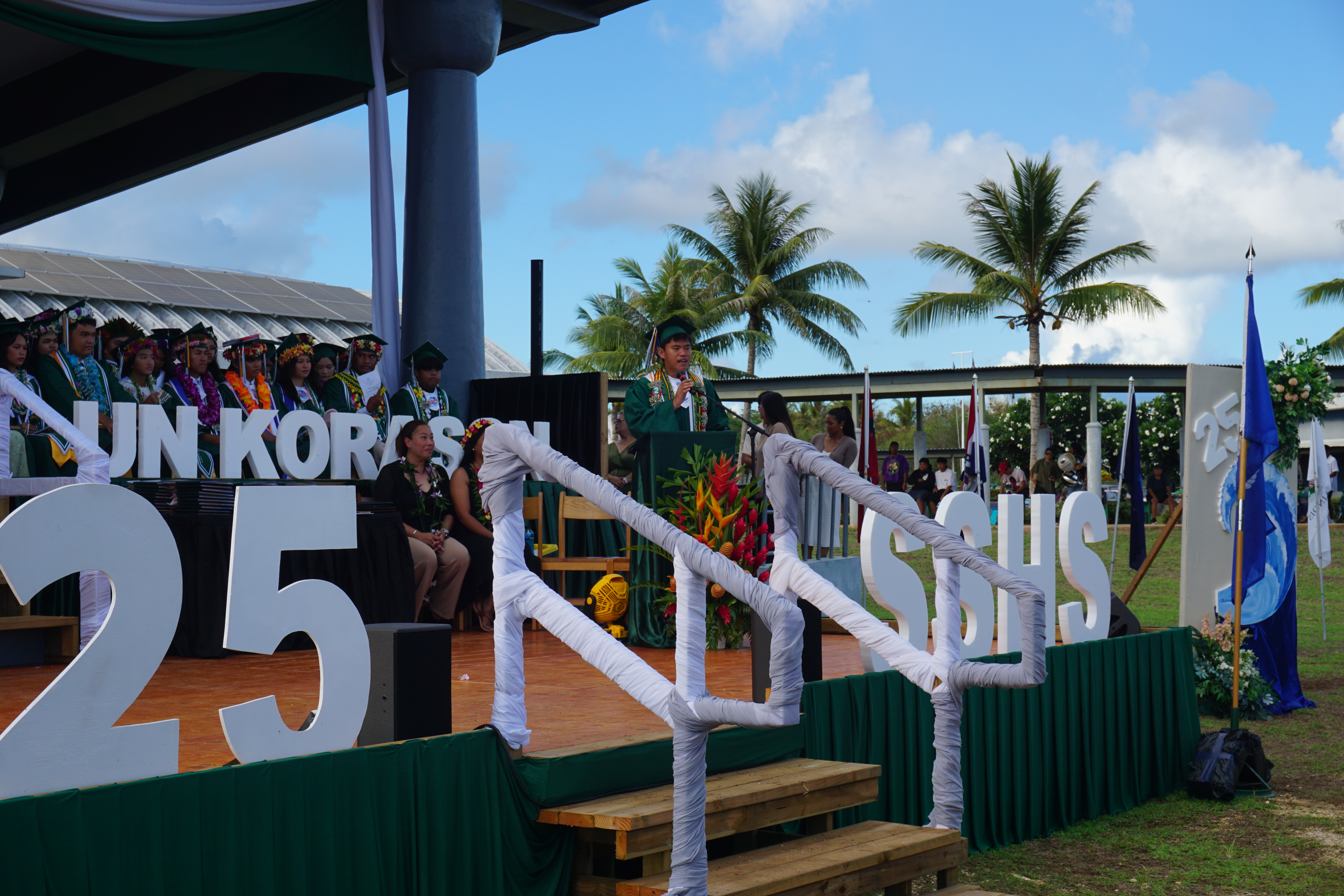 YuLing Chai delivers his address at his graduation ceremony held on the SSHS campus on May 28.