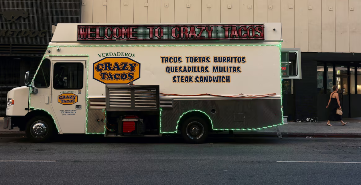 A Mexican food truck is seen in the downtown in Los Angeles, California, June 16, 2025.REUTERS