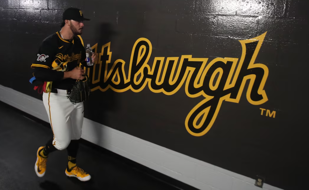 Pittsburgh Pirates starting pitcher Paul Skenes exits the clubhouse to head to the field to warm up before pitching against the Detroit Tigers at PNC Park in Pittsburgh, Pennsylvania, July 21, 2025.Photo by Charles LeClaire/Imagn Images