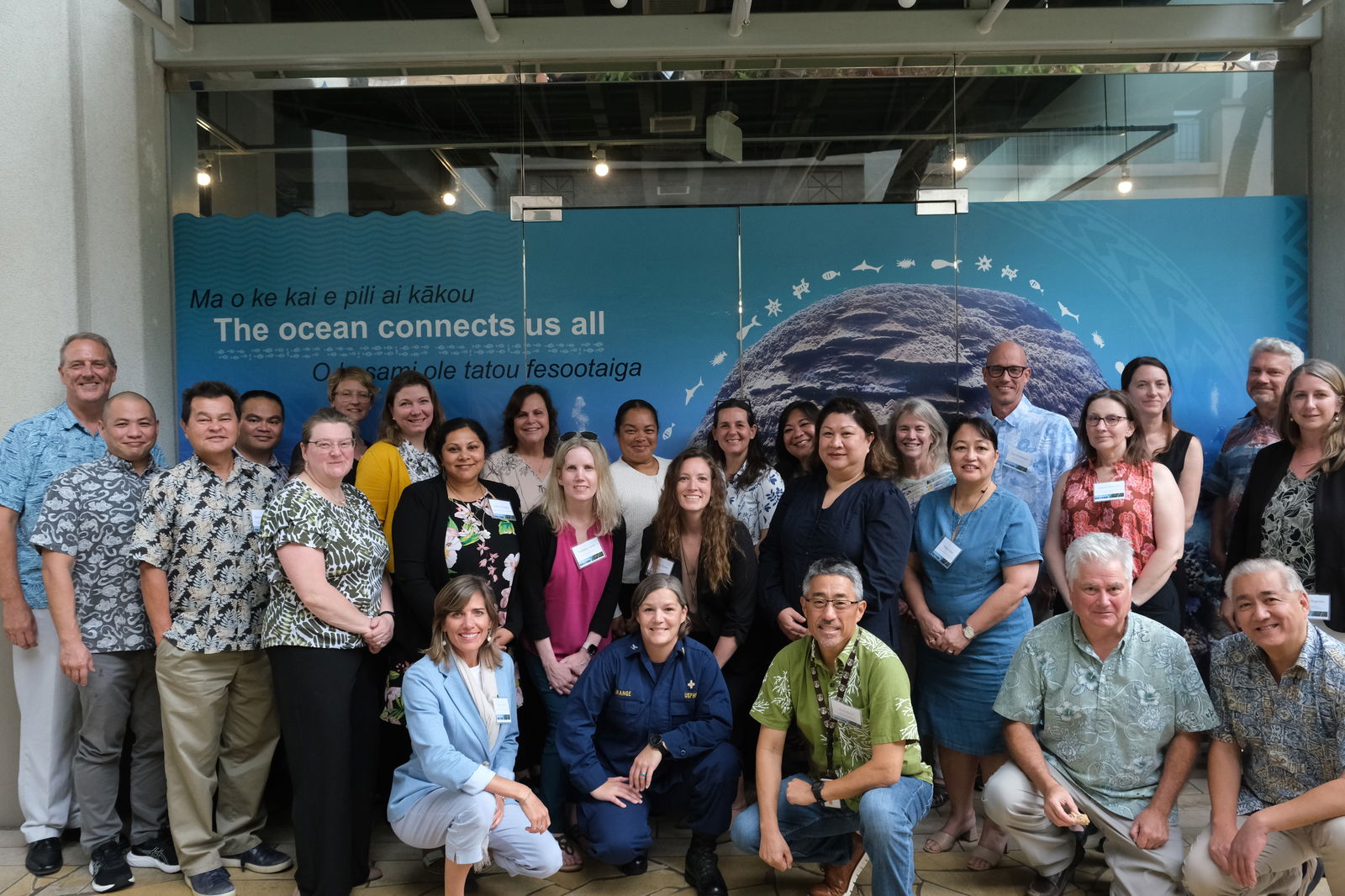 CNMI representatives Henry Hofschneider of the Office of the Lt. Governor; Sylvan Igisomar, Department of Lands and Natural Resources secretary; and Chris Sablan, deputy director, Office of Planning and Development, joined counterparts from Guam and federal agencies to collaboratively address conservation priorities for the Mariana archipelago.Photo by Jordan Akiyama/U.S. Fish and Wildlife Service