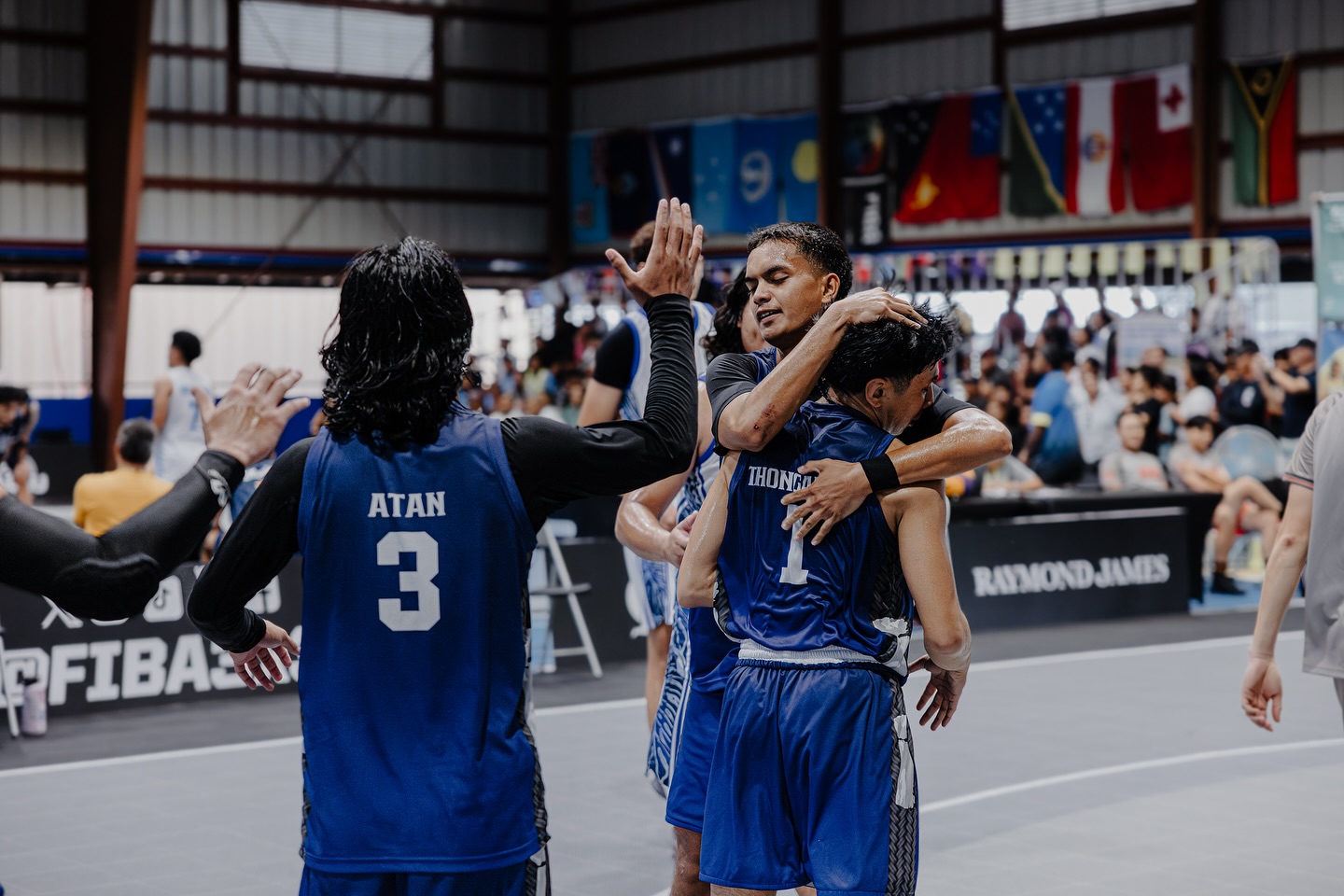 NMI players celebrate during their 3x3 game against the Federated States of Micronesia on Saturday.FIBA Oceania via NMSA