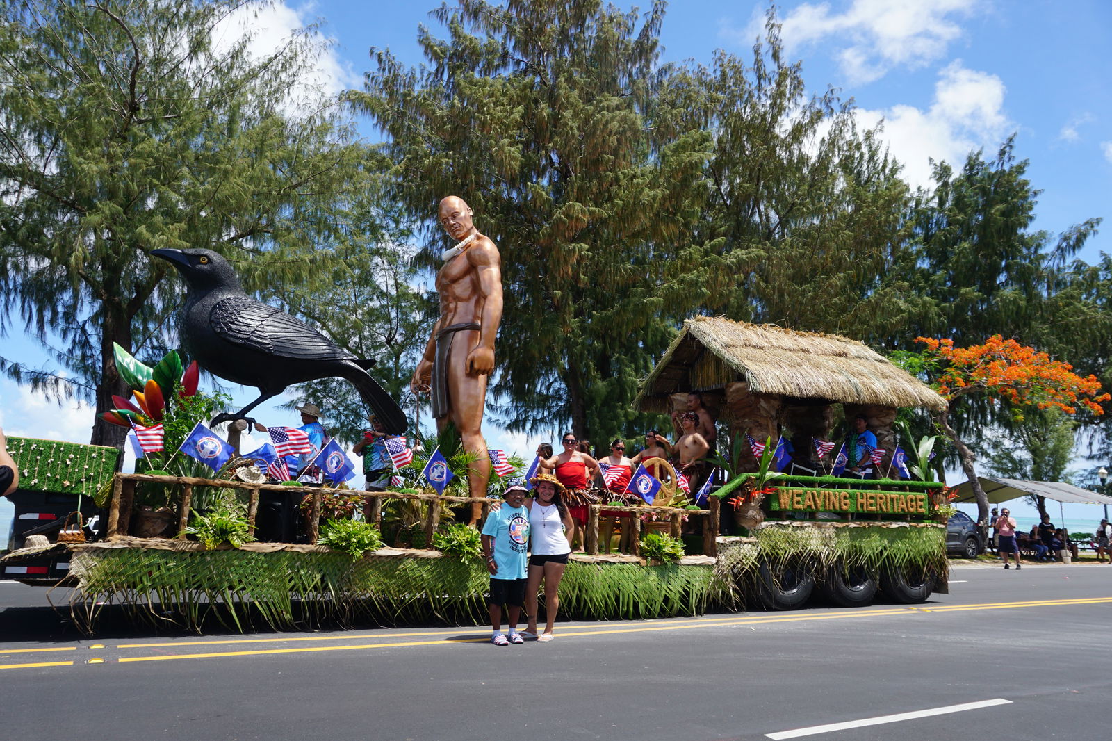 Island residents pose with the Tinian Mayor’s Office float, which won the 2025 Liberation Day parade float competition on Friday, July 4, 2025.