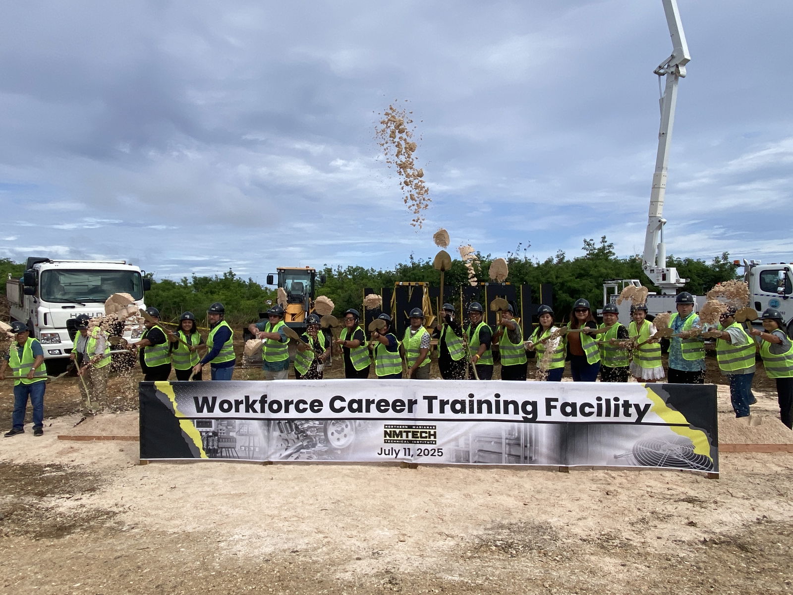 NMTech staff and supporters break ground at the new Workforce Career Training Facility in Koblerville on Friday, July 11, 2025.