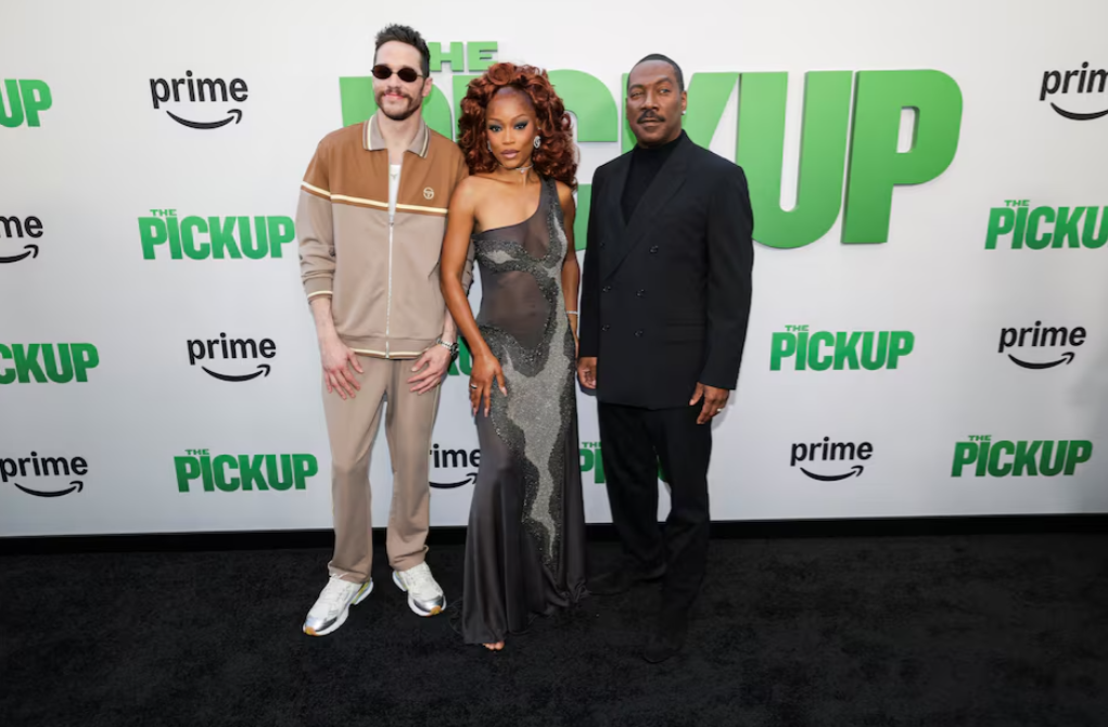 Cast members Eddie Murphy, Pete Davidson and Keke Palmer attend the world premiere for the film "The Pickup" in Los Angeles, California, July 27, 2025.REUTERS