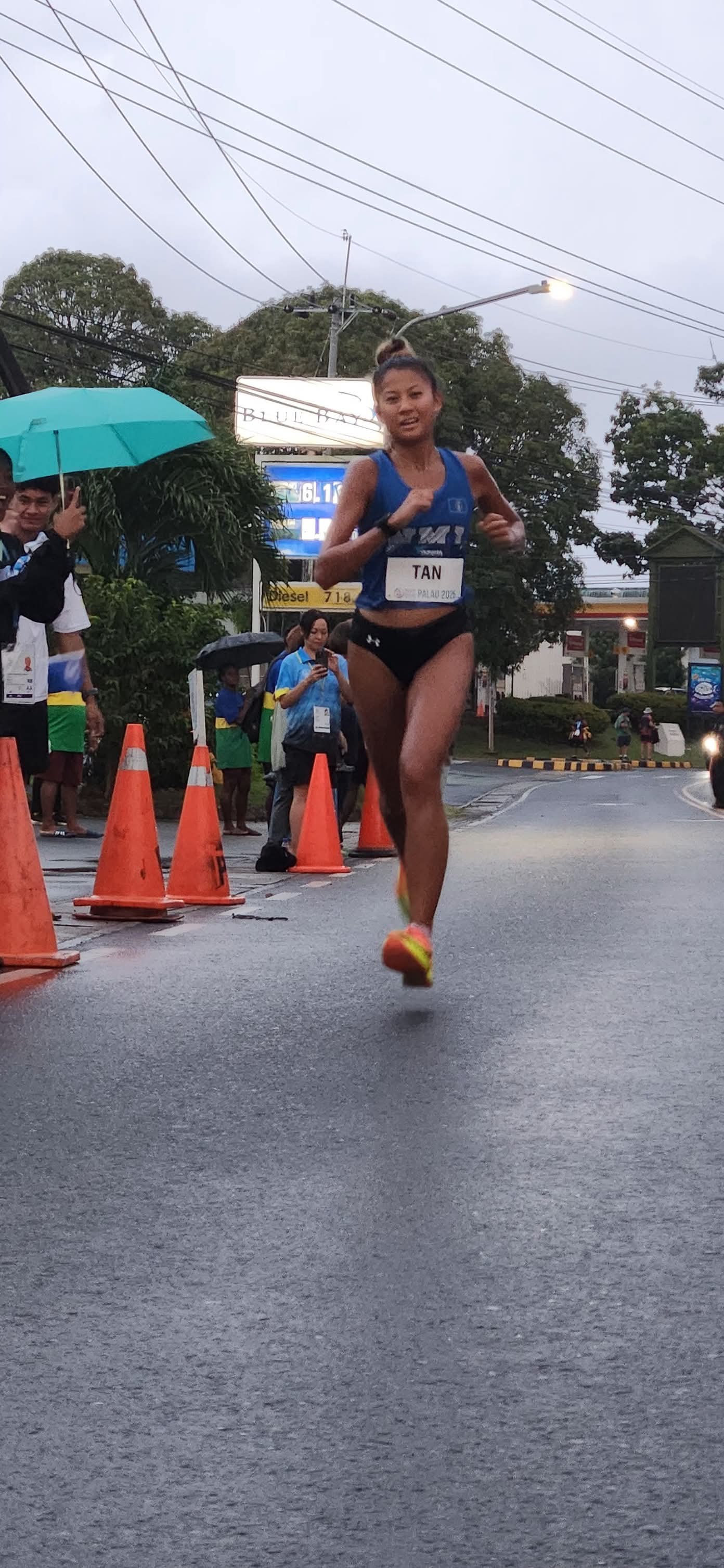 NMI’s Tania Tan pushes through the final leg in the half marathon event of the 2025 Pacific Mini Games to claim her second gold medal at the National Track & Field in Koror, Palau on Wednesday morning.Contributed photo